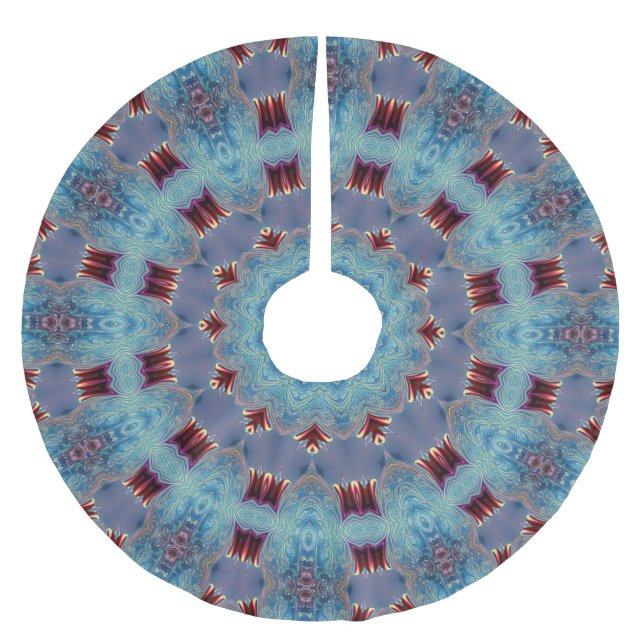 Blue Decorative Christmas Tree Skirt (Front)