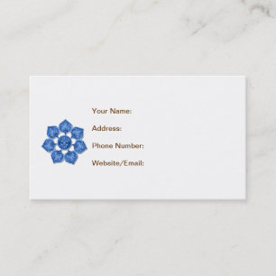 Blue Decorative Fabric Cutout Flower Business Card