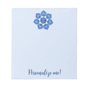 Blue Decorative Fabric Cutout Flower Notepad
