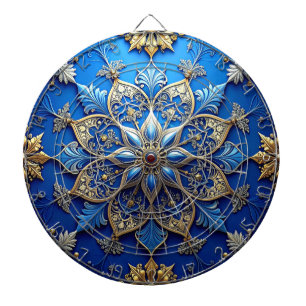 Blue Decorative Floral Dartboard