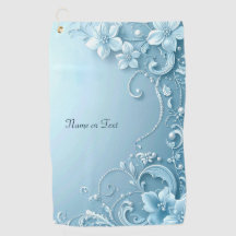 Blue Decorative Floral Golf Towel