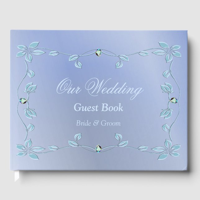 Blue Decorative Floral Guest Book (Front)