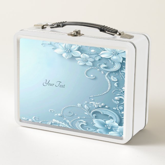 Blue Decorative Floral Lunchbox (Front)