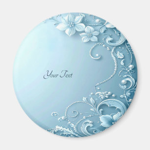 Blue Decorative Floral Magnet