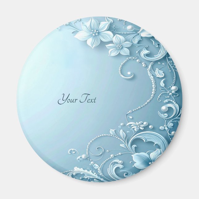 Blue Decorative Floral Magnet (Front)