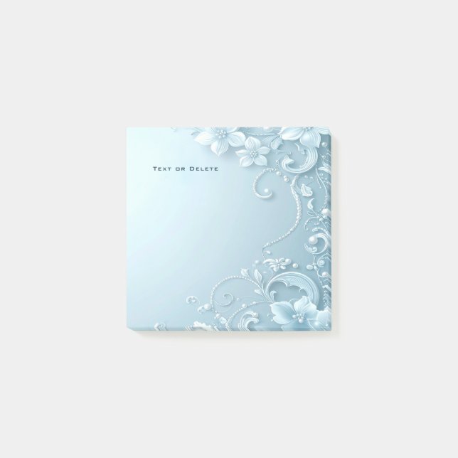 Blue Decorative Floral Post it Notes (Front)