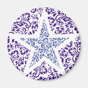 blue decorative floral star magnet