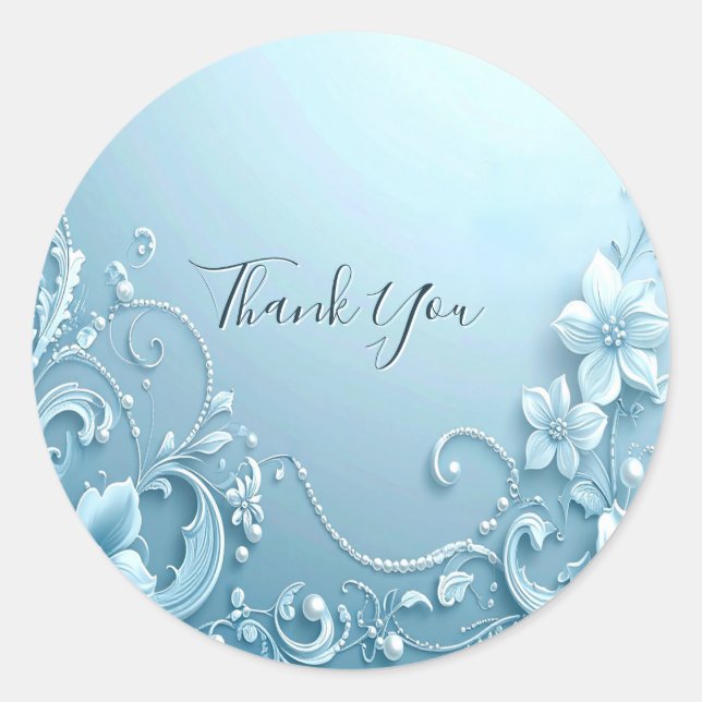 Blue Decorative Floral Sticker (Front)