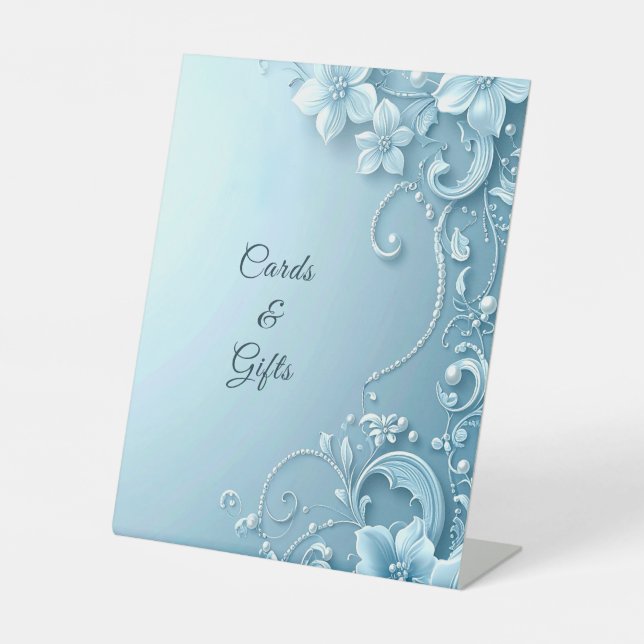 Blue Decorative Floral Tabletop Signs (Front)