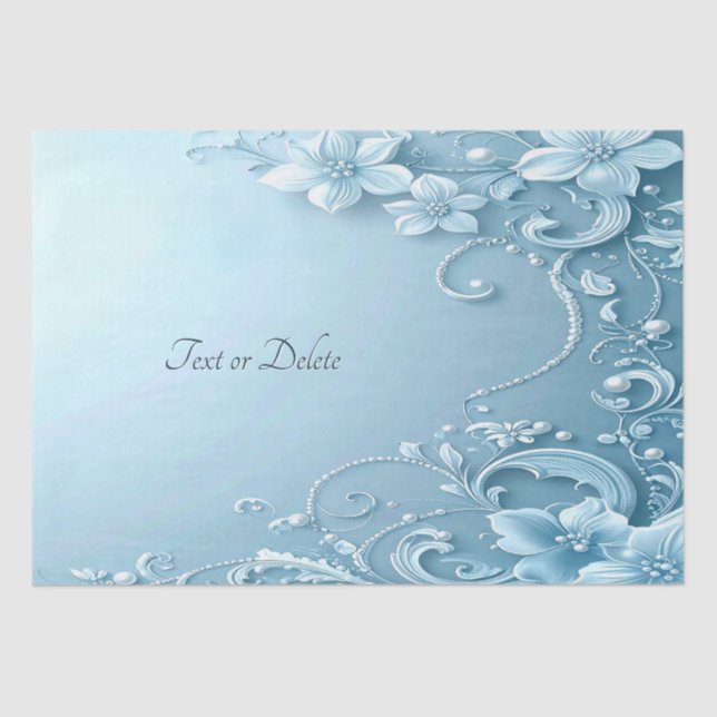 Blue Decorative Floral Tissue Paper (Front)