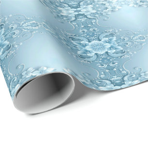 Blue Decorative Floral Wrapping Paper