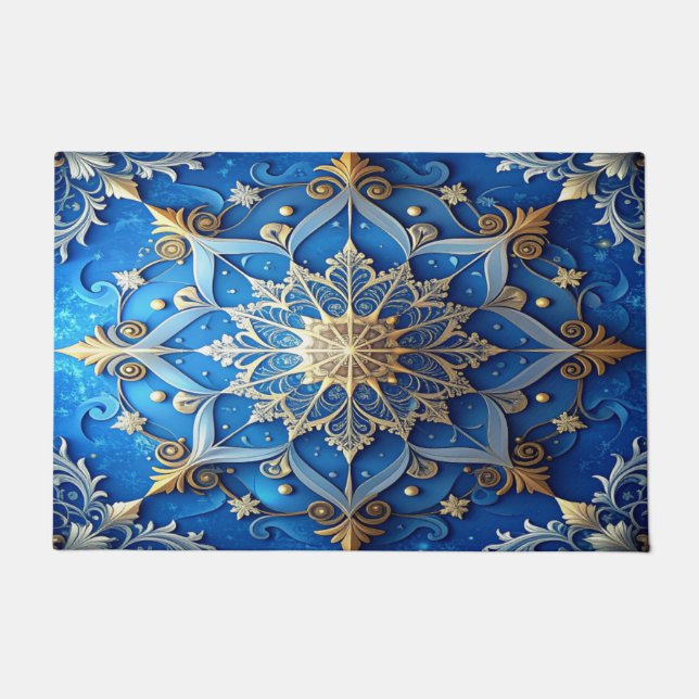 Blue Decorative Holiday Doormat (Front)