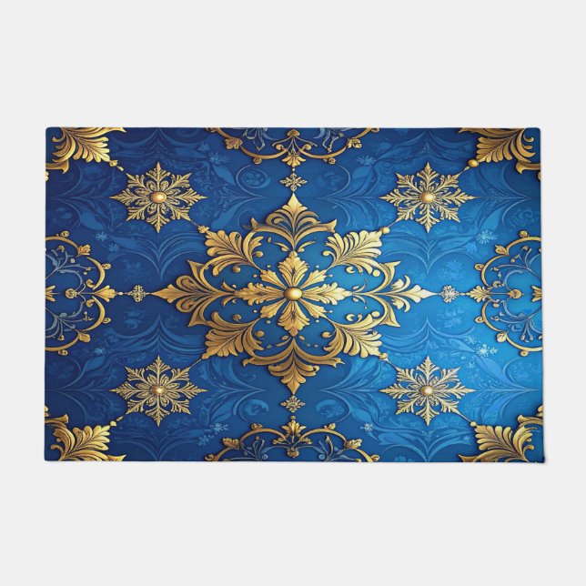 Blue Decorative Holiday Doormat (Front)