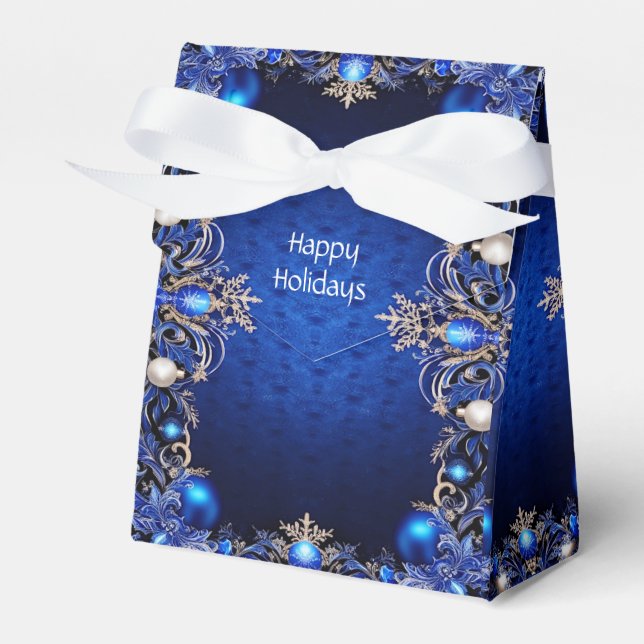 Blue Decorative Holiday Gift Box (Front Side)