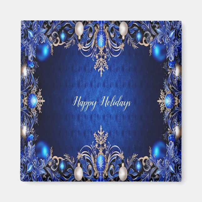 Blue Decorative Holiday Magnet (Front)
