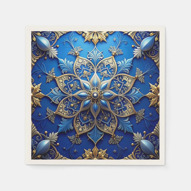 Blue Decorative Holiday Napkin (Front)