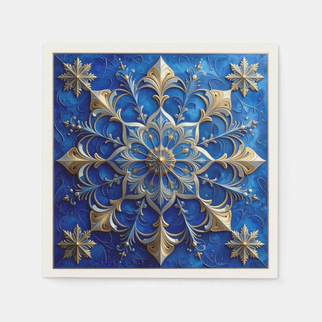 Blue Decorative Holiday Napkin (Front)