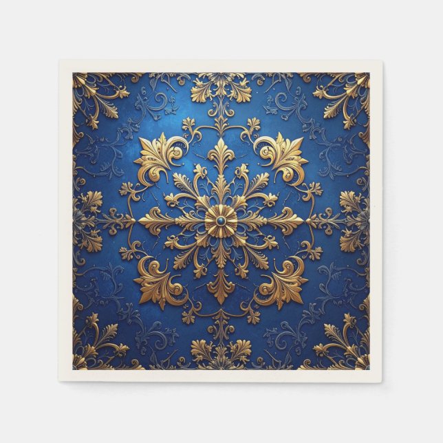 Blue Decorative Holiday Napkin (Front)