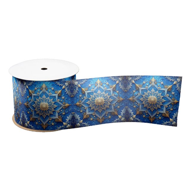 Blue Decorative Holiday Satin Ribbon (Spool)