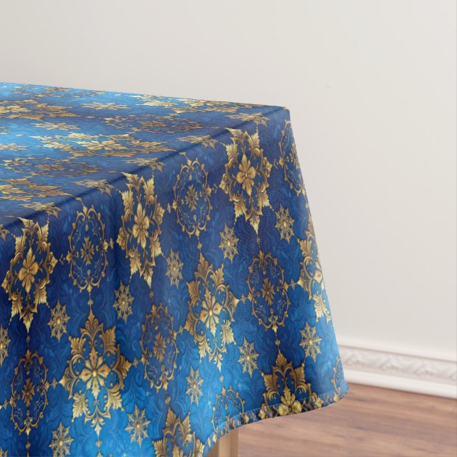 Blue Decorative Holiday Tablecloth (In Situ)