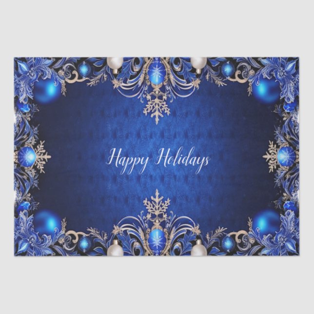Blue Decorative Holiday Tissue Paper (Front)