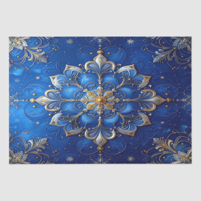 Blue Decorative Holiday Tissue Paper (Front)