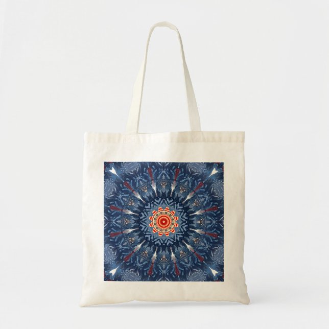 Blue Decorative Holiday Tote Bag (Front)