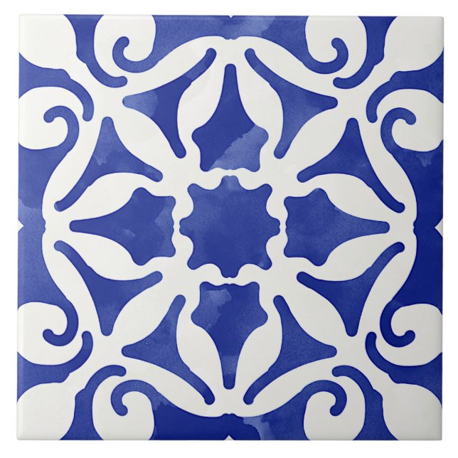 Blue Decorative Mediterranean Style Tile (Front)