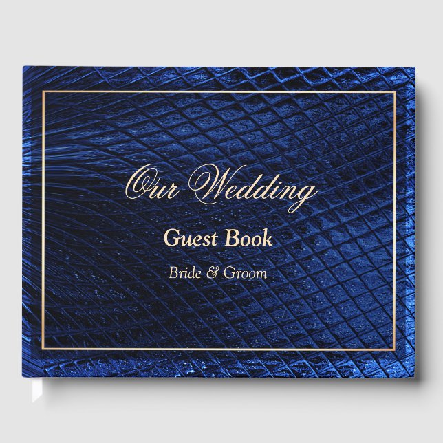 Blue Decorative Modern Abstract Guest Book (Front)
