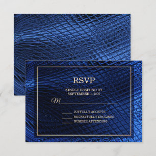 Blue Decorative Modern Abstract Wedding RSVP Card