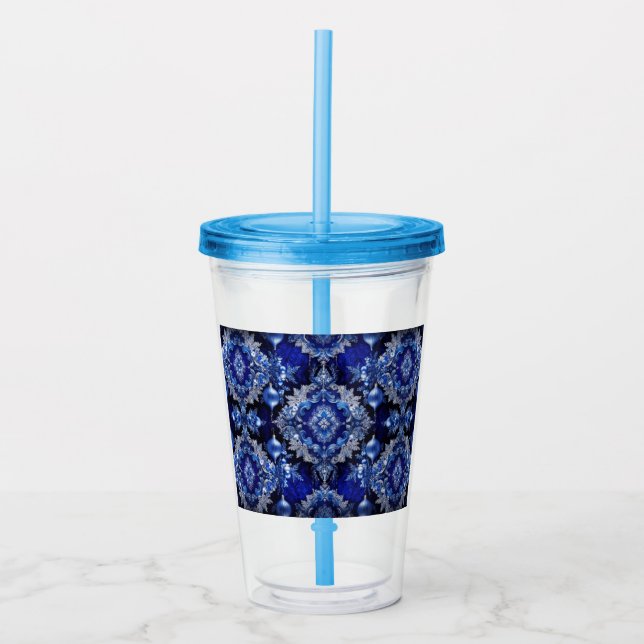 Blue Decorative Ornaments Holiday Acrylic Tumbler (Front)