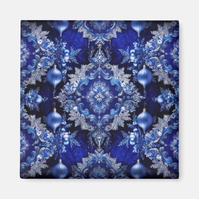 Blue Decorative Ornaments Holiday Magnet (Front)