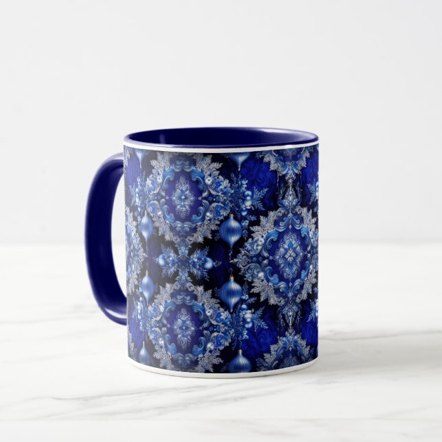 Blue Decorative Ornaments Holiday Mug (Front Left)
