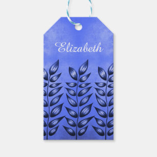 Blue Decorative Plant With Pointy Leaves Name Gift Tags