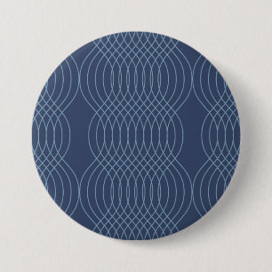 Blue, decorative, simple, modern, trendy wavy art 7.5 cm round badge