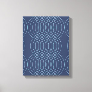 Blue, decorative, simple, modern, trendy wavy art canvas print