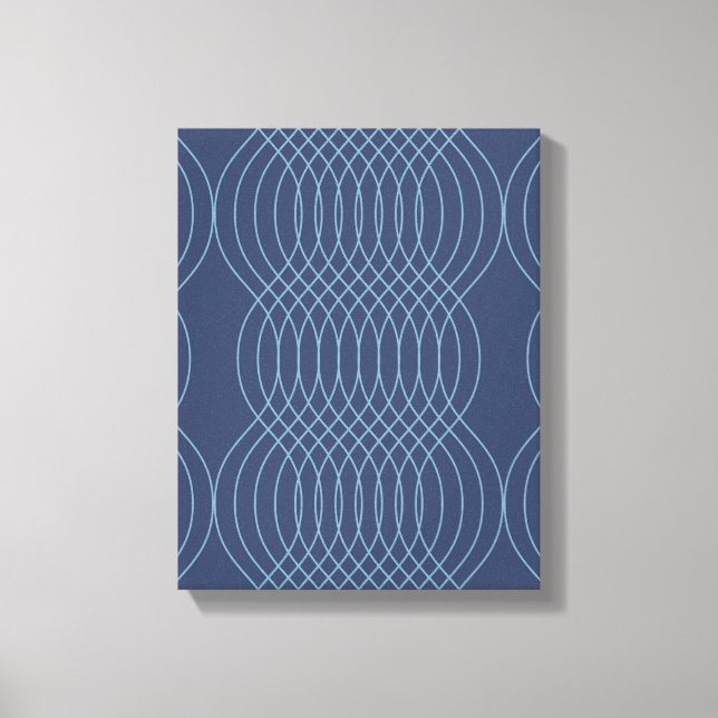 Blue, decorative, simple, modern, trendy wavy art canvas print (Front)