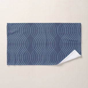 Blue, decorative, simple, modern, trendy wavy art hand towel