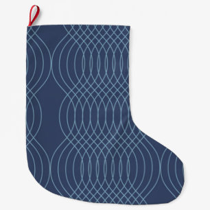 Blue, decorative, simple, modern, trendy wavy art large christmas stocking
