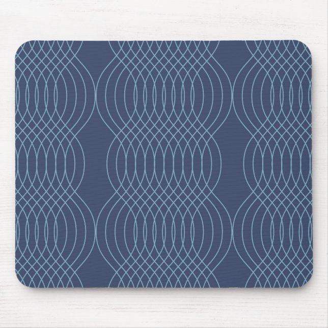 Blue, decorative, simple, modern, trendy wavy art mouse mat (Front)