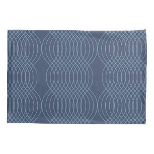 Blue, decorative, simple, modern, trendy wavy art pillowcase