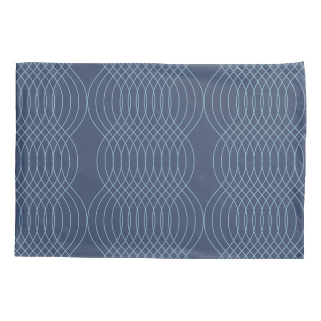 Blue, decorative, simple, modern, trendy wavy art pillowcase (Back)
