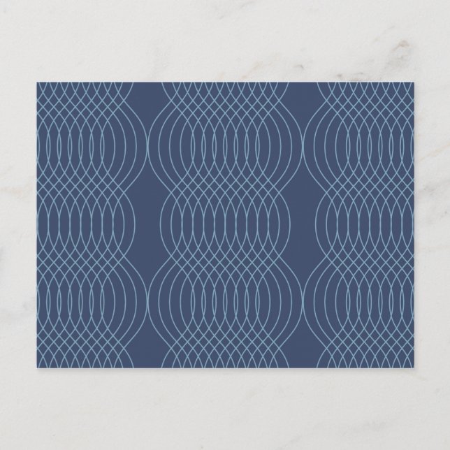 Blue, decorative, simple, modern, trendy wavy art postcard (Front)