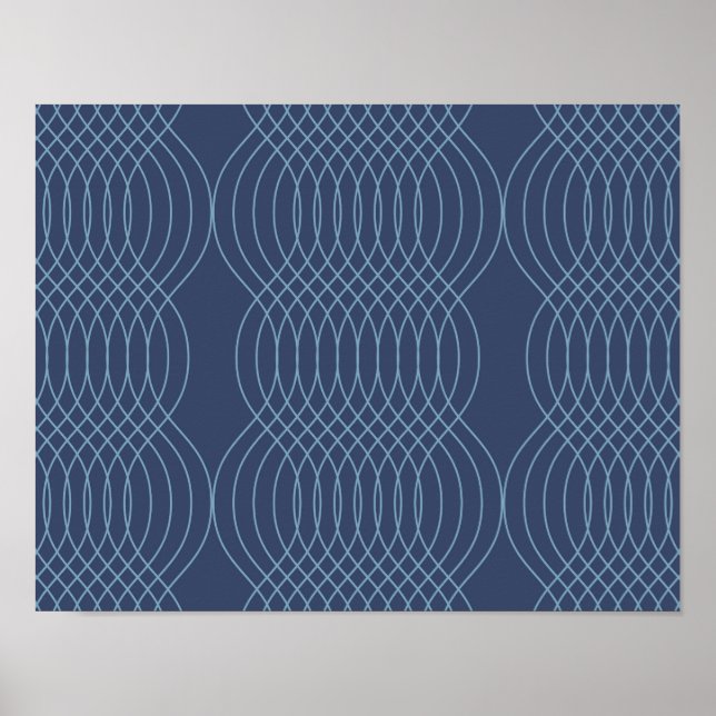 Blue, decorative, simple, modern, trendy wavy art poster (Front)