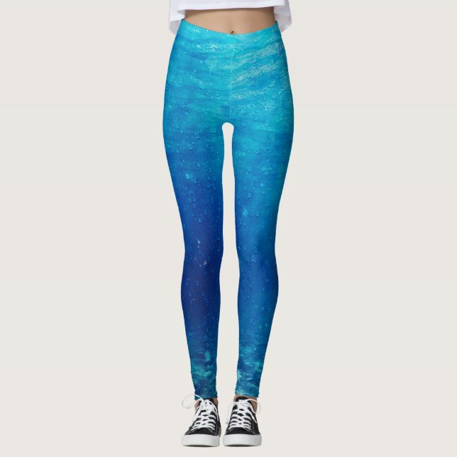 Blue Deep Ocean Background Leggings (Front)