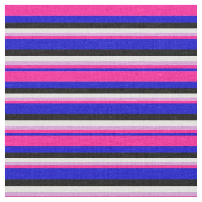 Blue, Deep Pink, Plum, Light Cyan, and Black Fabric (Close Up)