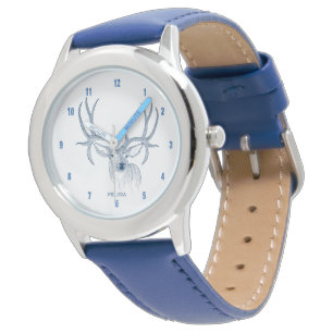 Blue deer-head Illustration Watch