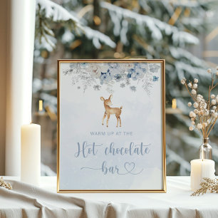 Blue deer Warm up at the hot chocolate bar Poster