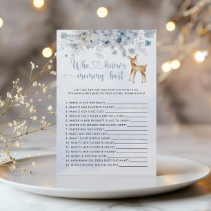 Blue deer Who knows mummy best baby shower game