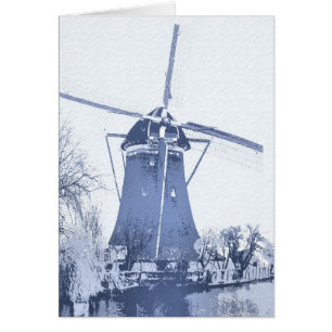 Blue Delft Dutch Windmill